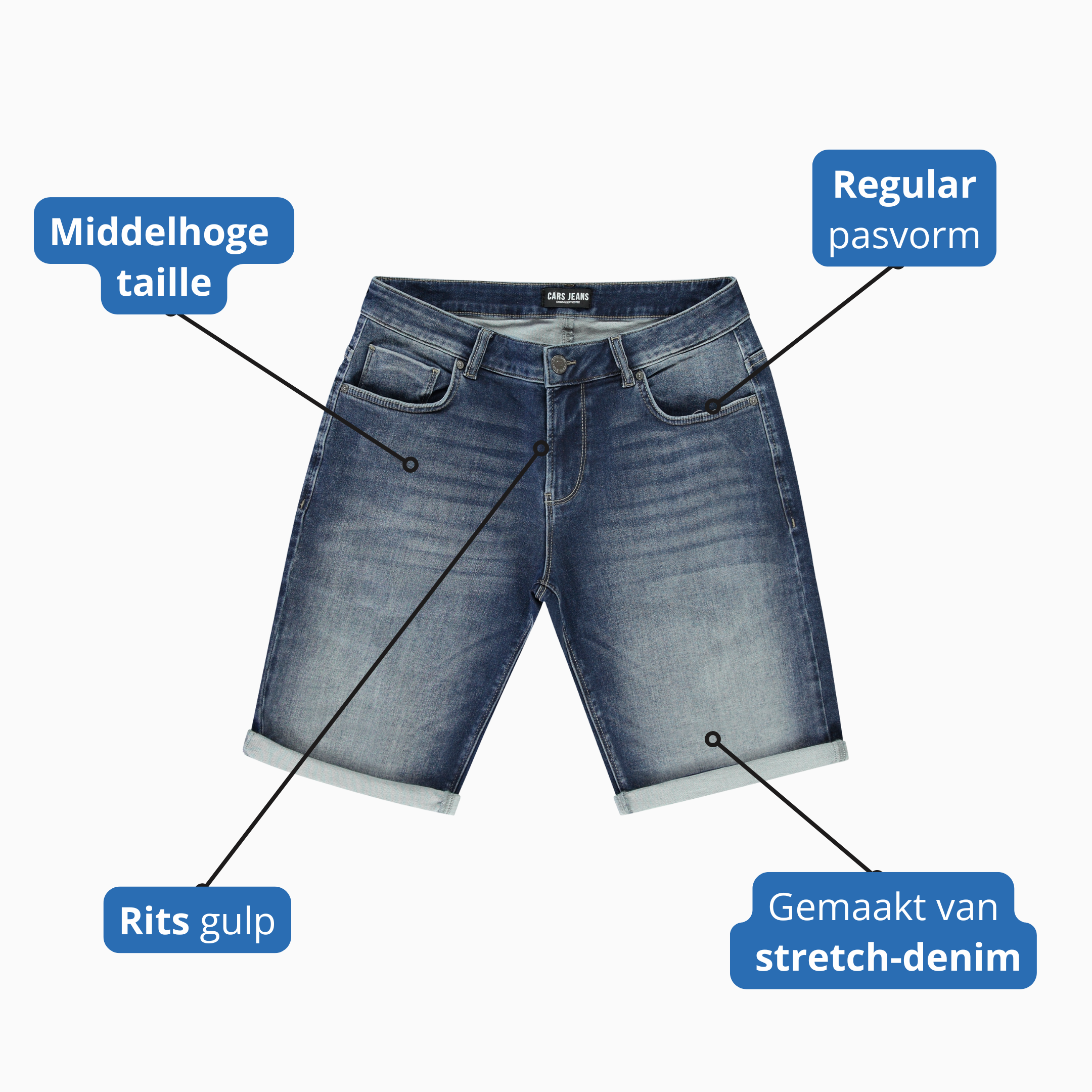 Cars Jeans California Korte Broek - JeansVoorMinder.nl